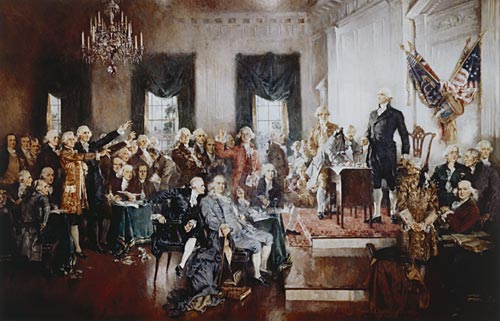 Signing of the US Constitution in Philadelphia, PA