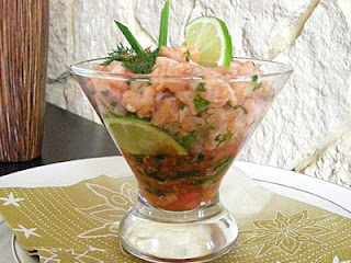 Tartare de saumon en verrines Tartare de saumon en verrines