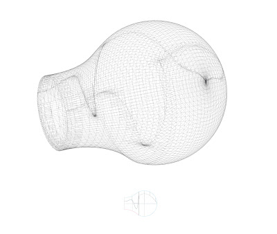 Aluminium Door Knob, wireframe