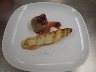 The finished pâté, served with toast and sour cherry sauce