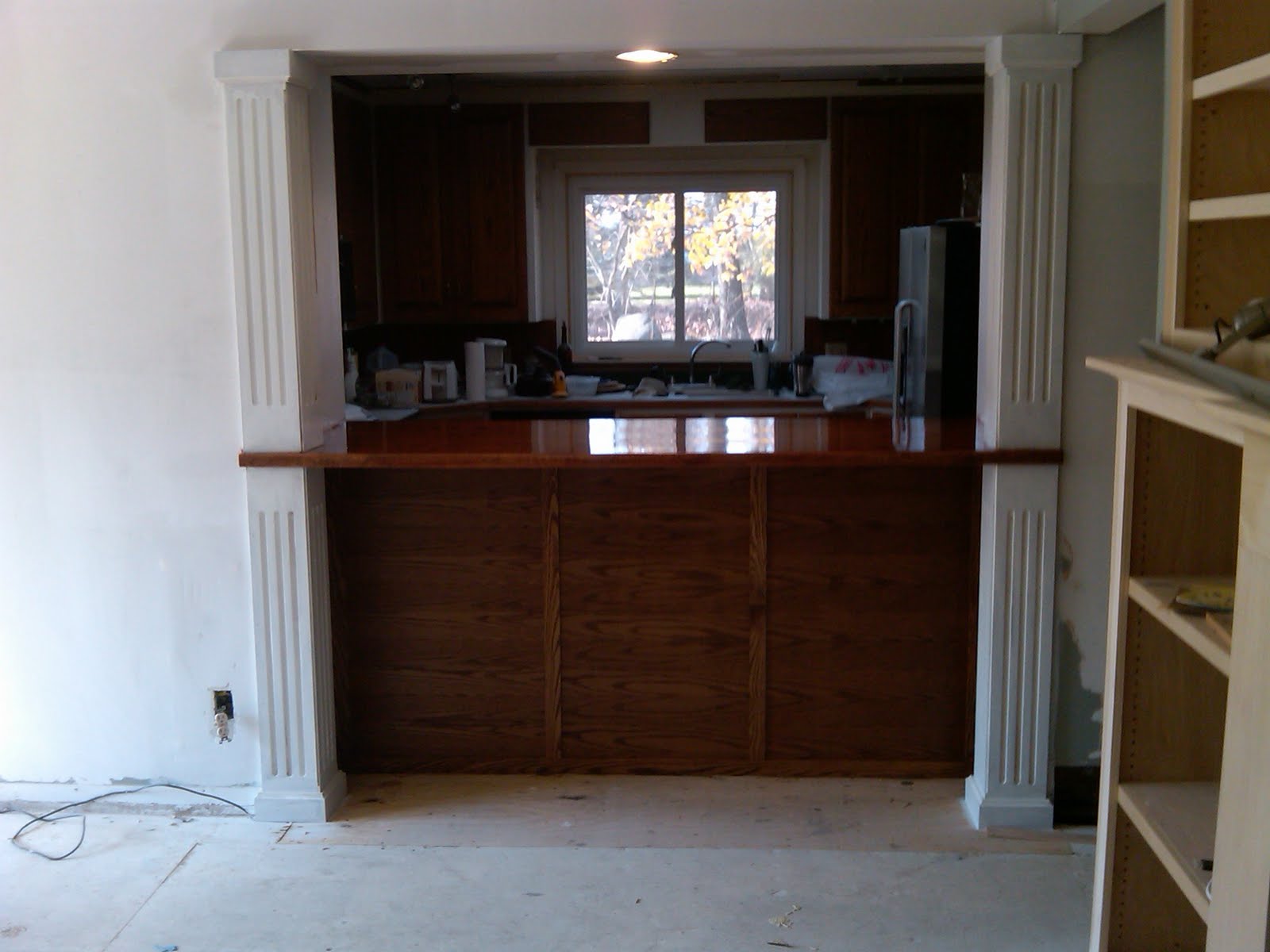 Poplar kitchen cabinets Kitchen with Pass through Bar