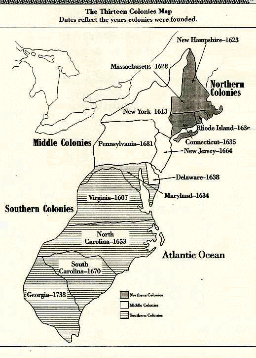 Northern Colonies Map