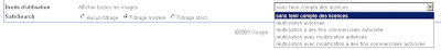Google Images filtrage par type de licence