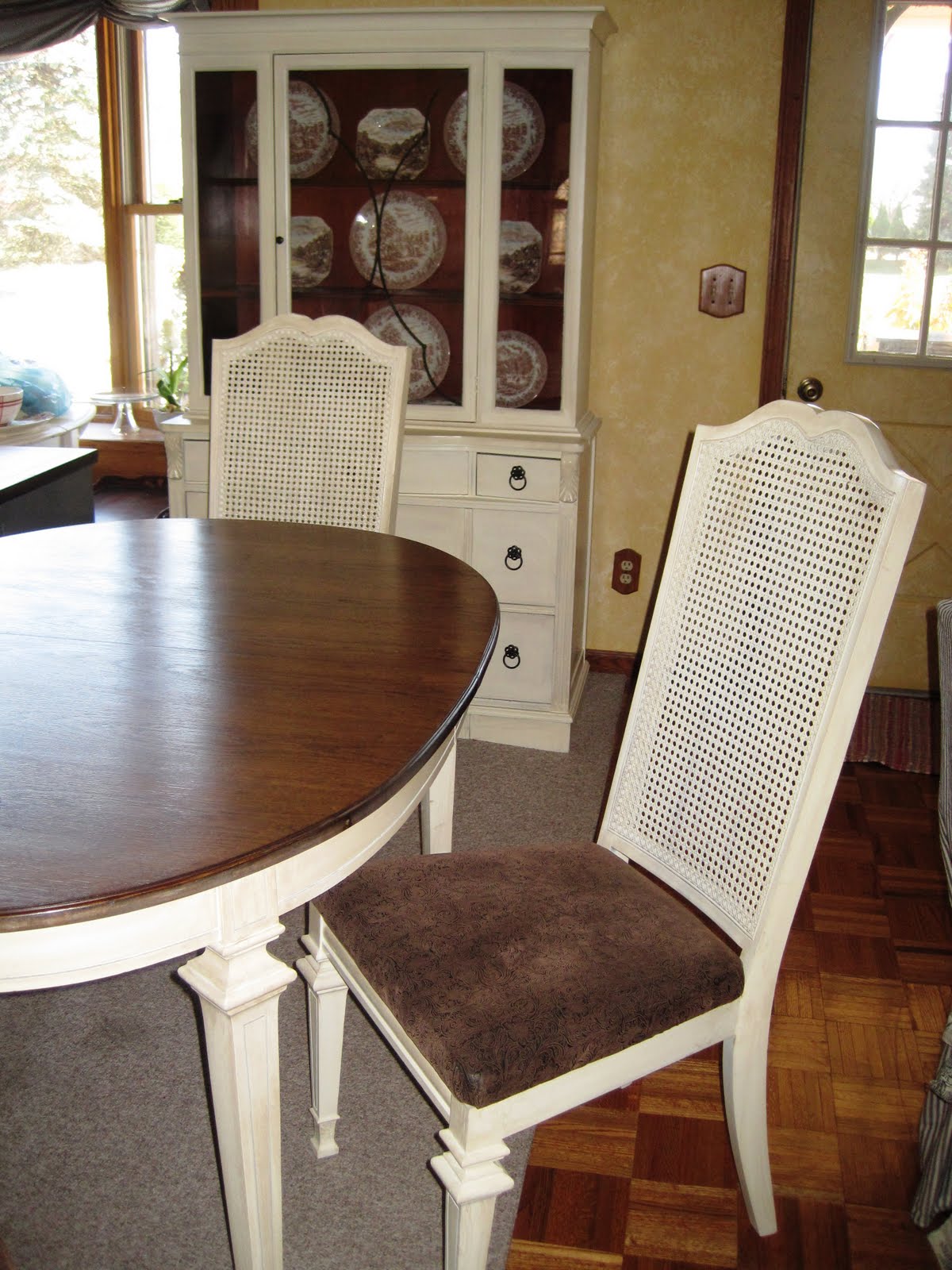 LoveLeigh Again Creamy Distressed Table and Hutch....