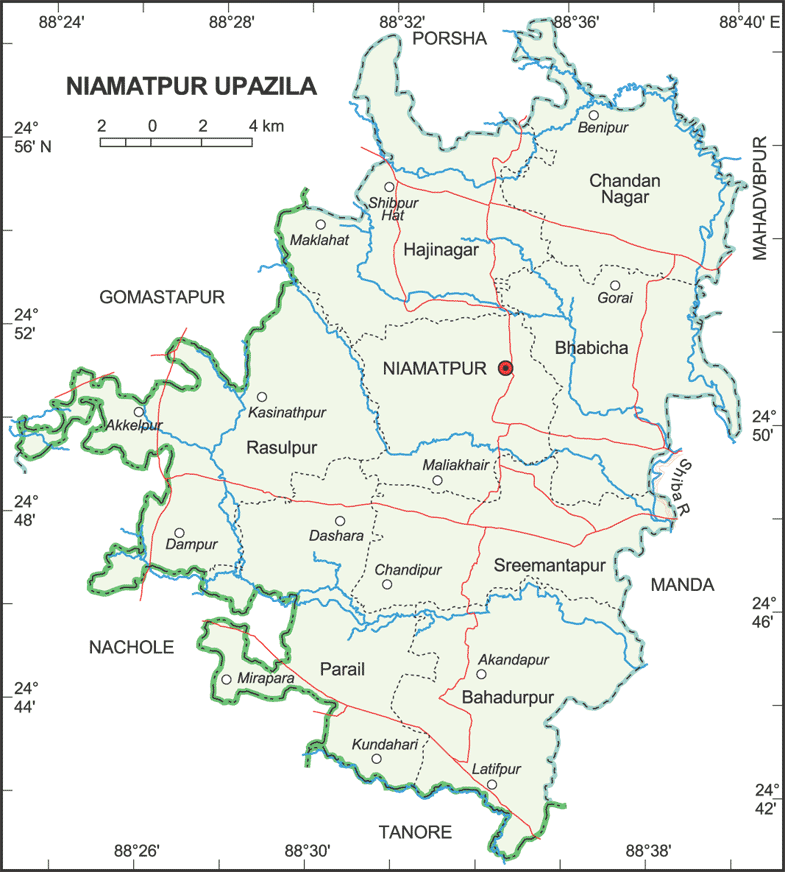 Administrative map of Niamatpur Upazila in Naogaon District