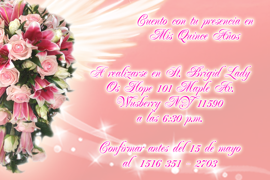 diseño de invitación de 15 años en tema de rosas rosa y mariposas ...