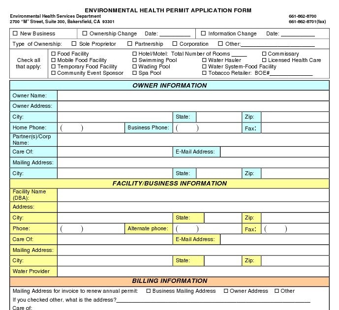Halthy Life Application "Food Establishment Environmental Health Permit"