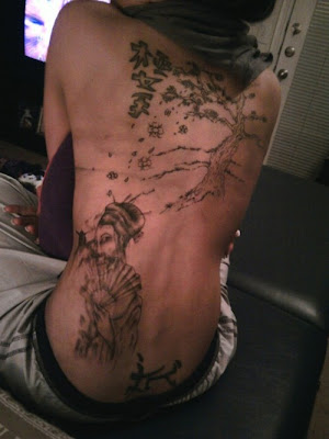 tattoo on back girl. geisha ack girl tattoo