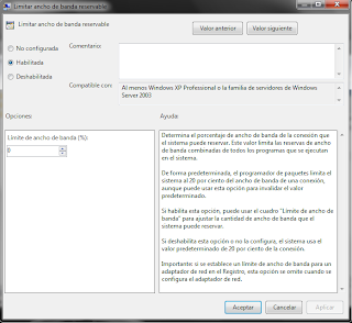 Acelerar ancho de banda en Windows 7 Acelerar ancho de banda en Windows 7