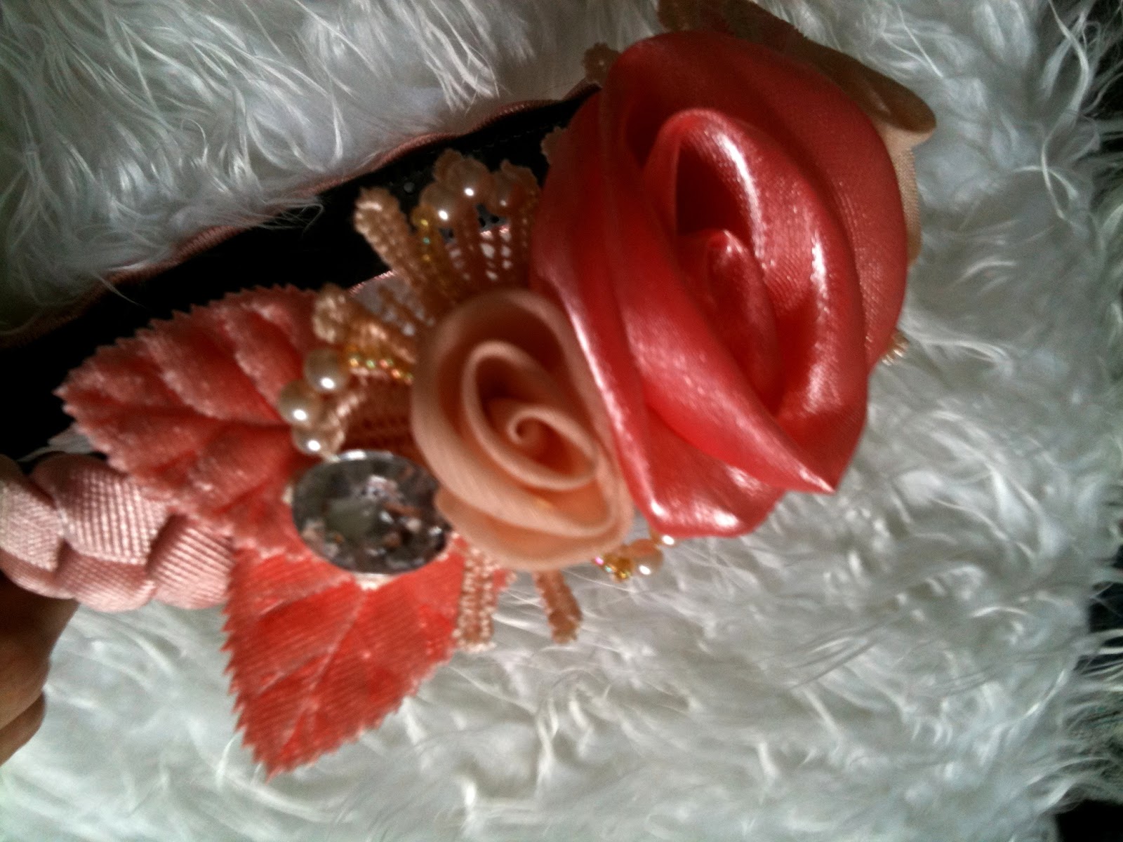 shopping.co.sg PEACH FLOWER HAIR BAND