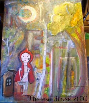 Little Red Riding Hood Mixed Media Painting