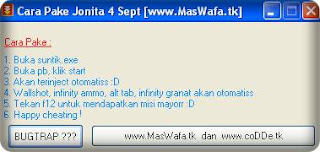 cheat jonita point blank pb 4 september 04092010 infinity ammo granat grenades wallshot wallhack wh alt tab cheat cash exp pangkat baret tembus tembok unlimited
