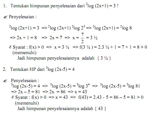 Contoh soal logaritma dan penyelesaiannya