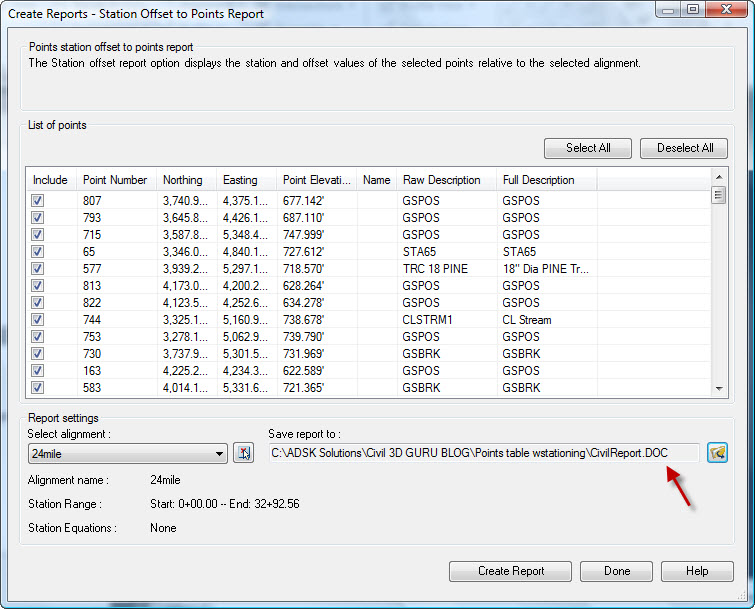 civil 3d report station offset to point edit civil 3d report station offset to point edit
