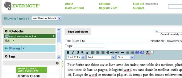 evernote word en ligne