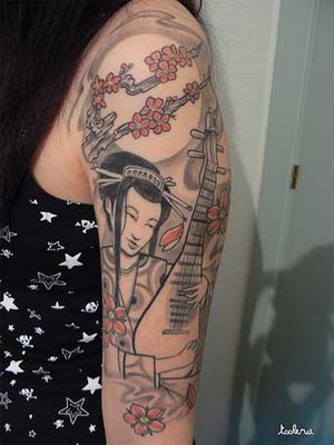 Japanese Geisha Tattoo On Back Body geisha tattoo