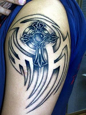 tribal celtic cross tattoo designs shoulder