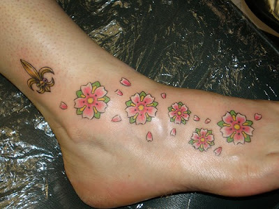 Amazing Foot Japanese Cherry Blossom Tattoos For Girls Picture 5