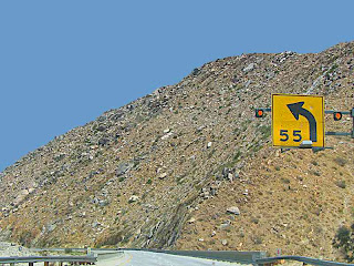 bare mountain traffic sign Palm Springs CA