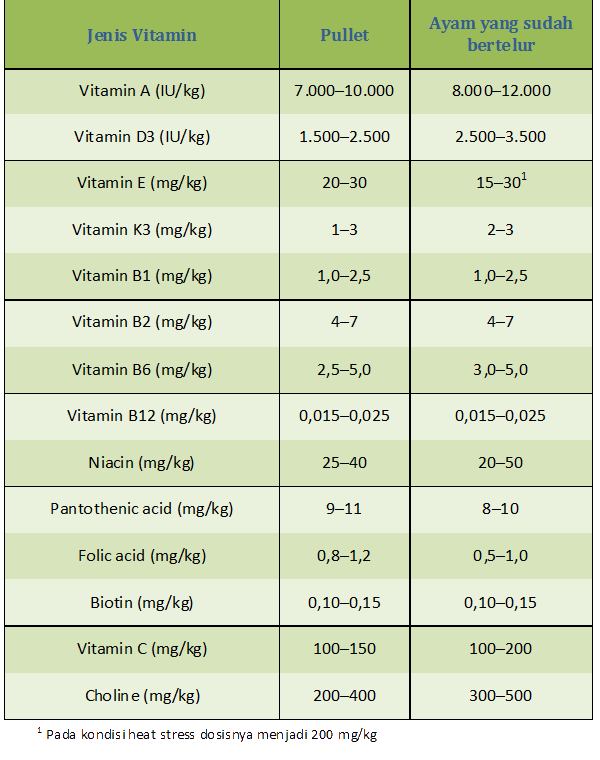 kebutuhan vitamin pada ayam petelur kebutuhan vitamin pada ayam petelur