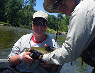 Alex Rogers with his trout, Jack Mauer guiding on the Bitterroot River