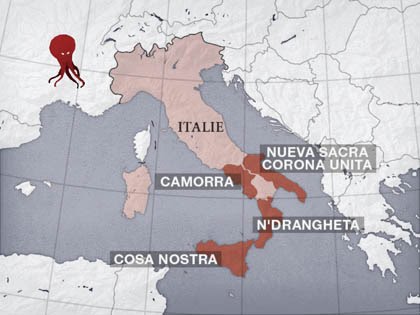 Géolocalisation des mafias Italiennes