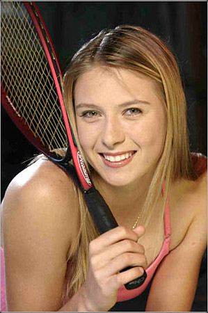 maria sharapova playing tennis. she began playing tennis