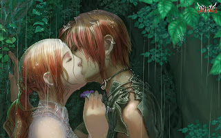 kissing in the rain wallpaper
