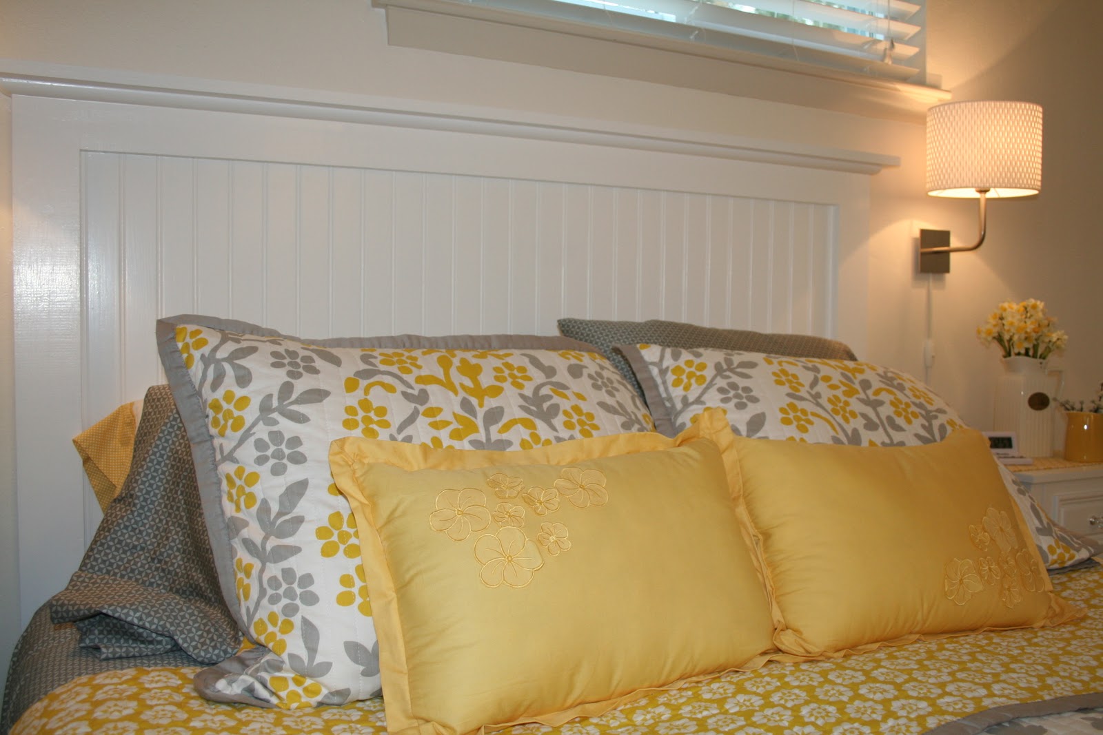 Our Nest of 3 The Beadboard Headboard my Husband Made