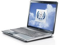 a laptop with a wifi logo on the screen