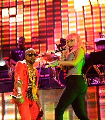 His guest, Nicki Minaj hit the stage and made a surprise appearance while His guest, Nicki Minaj hit the stage and made a surprise appearance while