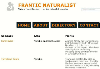 Frantic Naturalist nature tours directory