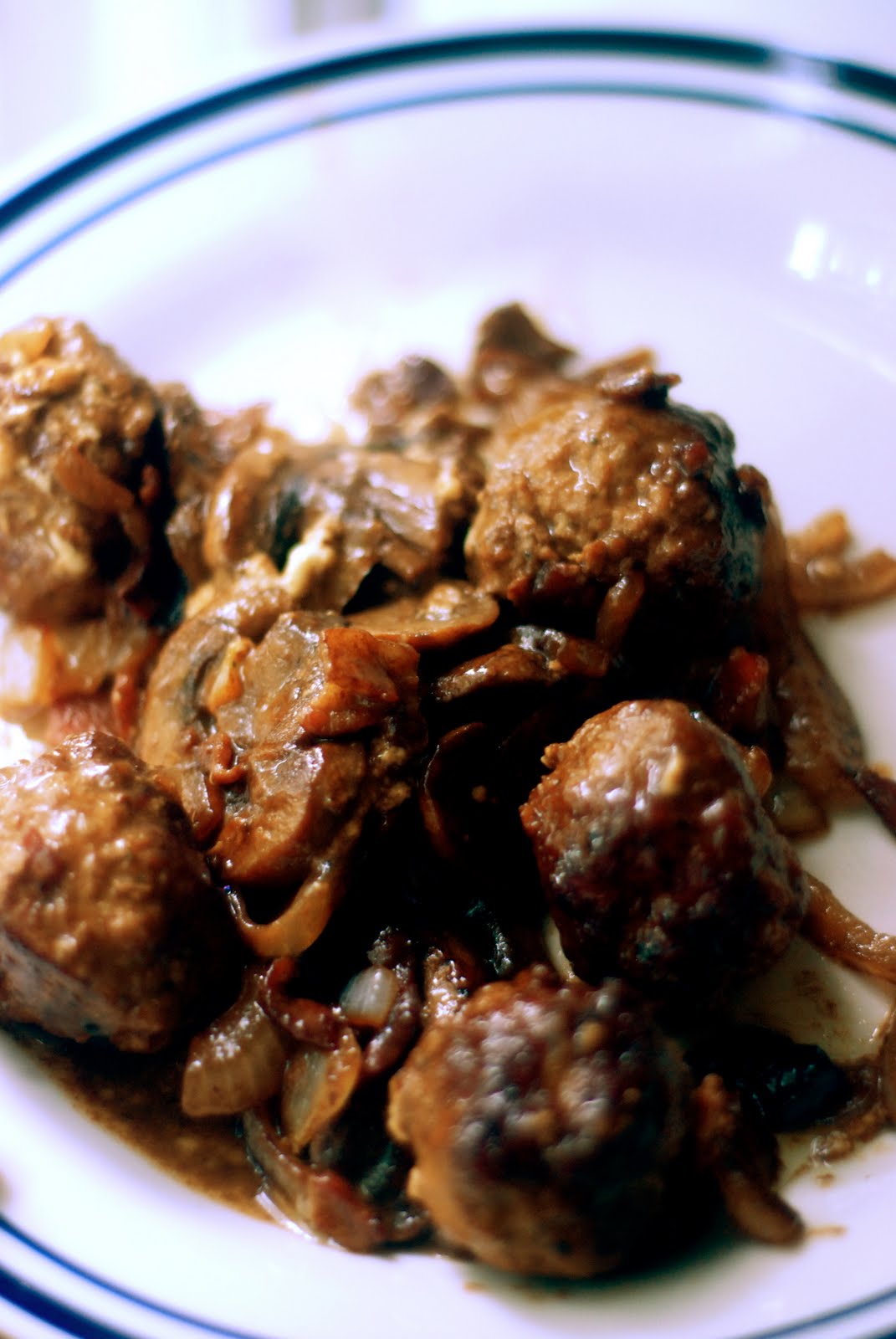 Balsamic Glazed Mushrooms & Meatballs with Onions & Bacon 1.21