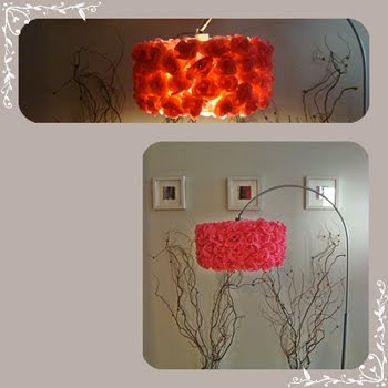 Lámpara de pie curva / Flores fucsia