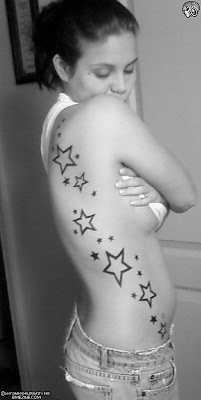 Girly Tattoo Design - Stars Tattoo on Side Body Female