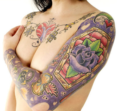 Colourful Gank Tattoo Design Girl