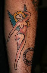 Pin-up girl Angel Tattoo