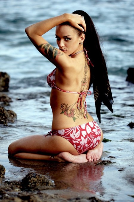 Sexy Tattoo Model - Lower Back Flower Tattoo Design