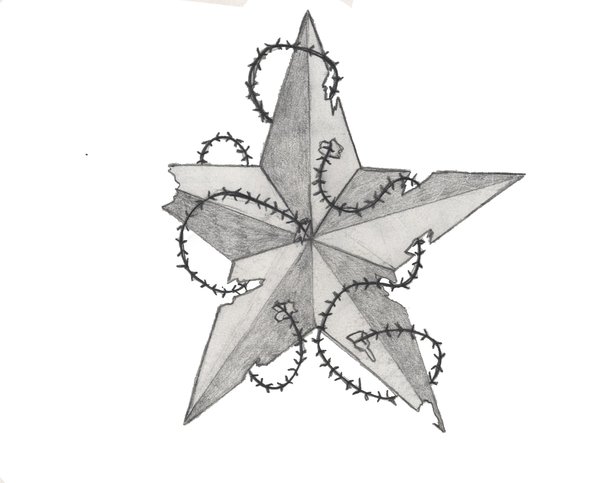 Nautical Star Tattoo with Barbed Wire