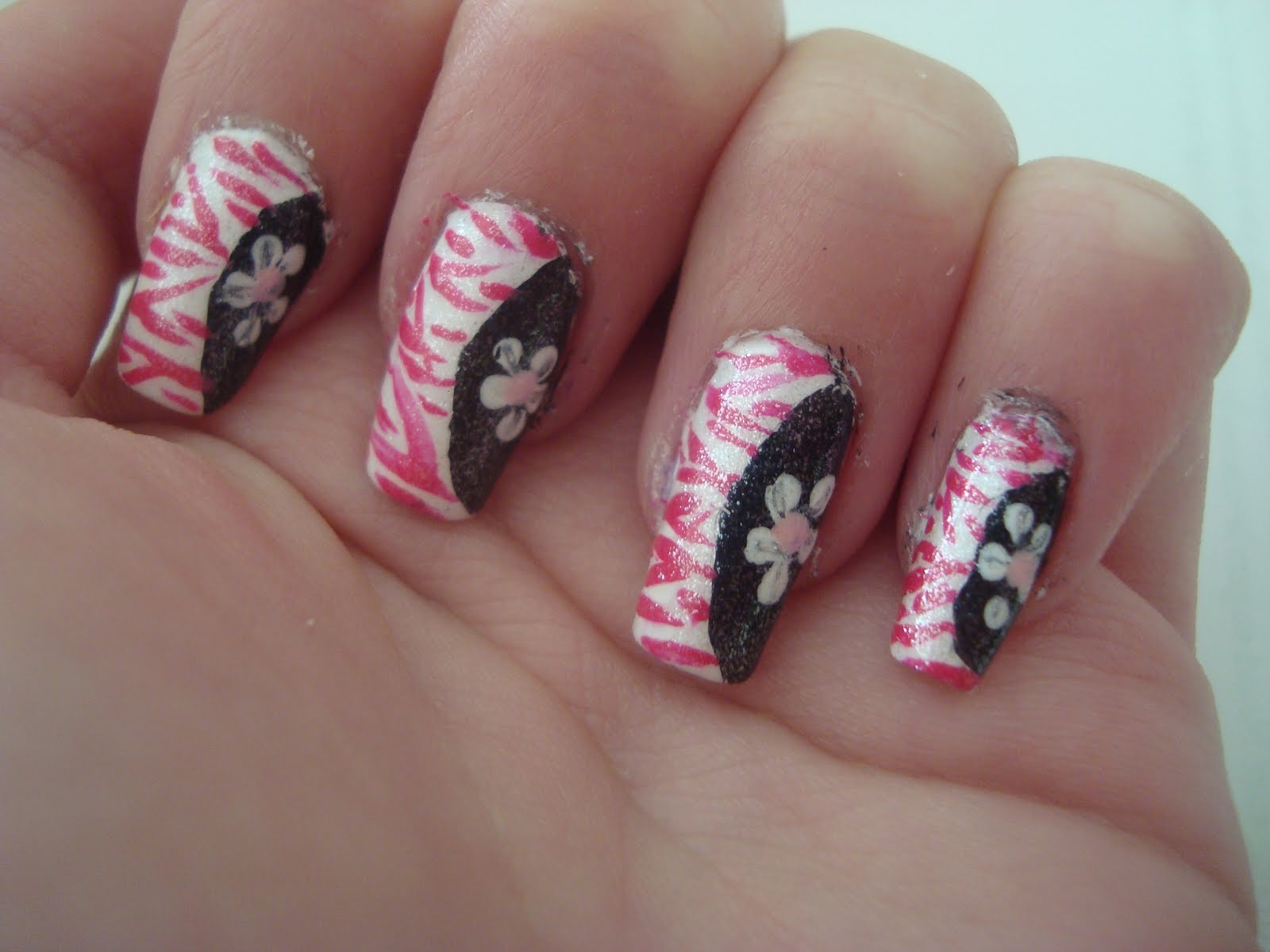 Pink+and+black+zebra+stripe+nails