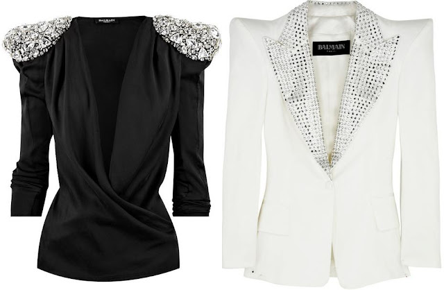 B almain ) )  Balmain+Crystal-embellished+wrap+jacket+and+Swarovski-crystal+satin+jacket