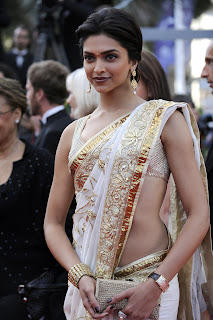 Indian Actress Deepika Padukone Saree Pictures from Cannes Festival