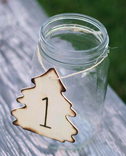 20 Christmas Tree Wedding Centerpiece Table Number Charms Engraved Wood