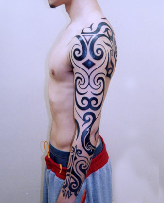 Japanese Tribal Sleeve Tattoo