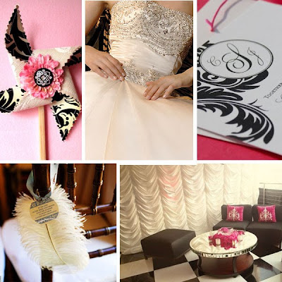 Black Fuchsia Damask Wedding Inspiration Black Fuchsia Damask Wedding Inspiration