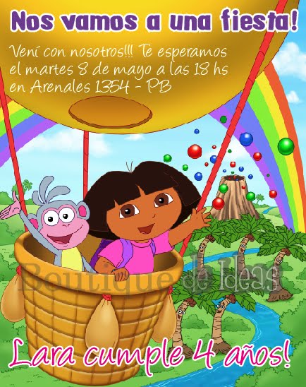 Invitaciones de cumpleaños de Dora la exploradora para imprimir