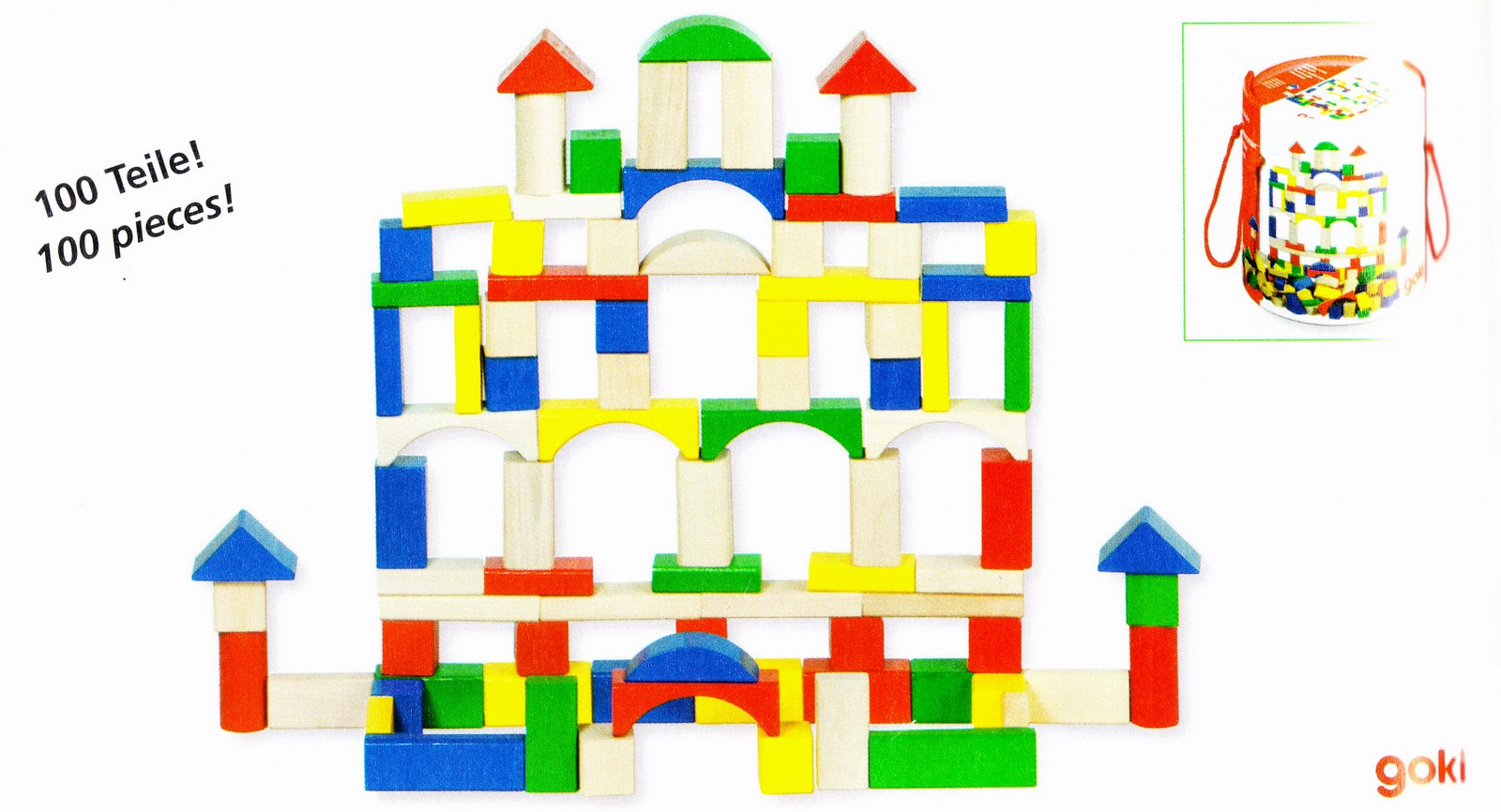 Construction Toy Building Bricks, 100 Pieces in a Tub toy emporium