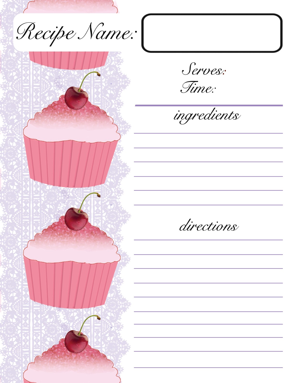 full page recipe template