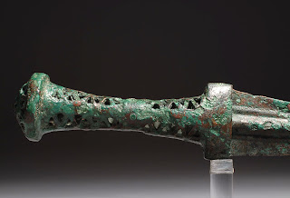 Ancient Persian bronze openwork ceremonial dagger