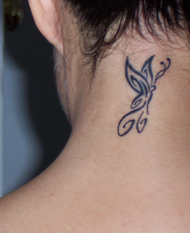 Cute Neck Tattoo Design for Women Cool Cross tattoos with Wings for Man back